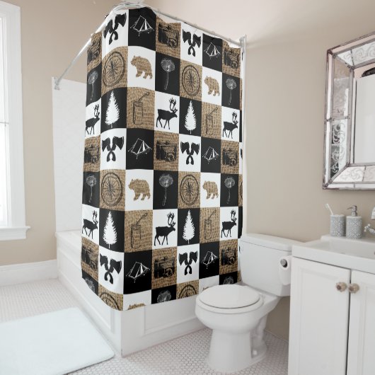 ランバー素朴ジャックキャンピングアドベンチャー  シャワーカーテン (インサイチュ)
