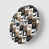 ランバー素朴ジャックキャンピングアドベンチャー ラウンド壁時計 (傾斜)