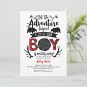 ランバー素朴ジャックバッファロープレイド男の赤ちゃんシャワー 招待状 (スタンド正面)