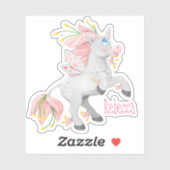 ランファンキーでピンクの花の妖精ユニコーン シール (シート)