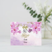 ランフラワー80th誕生日セーブザデートポストカード ポストカード (スタンド正面)