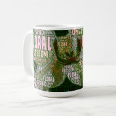 ランフローラ花の緑のワードクラウド マグカップ (正面左)