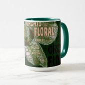 ランフローラ花の緑のワードクラウド マグカップ (正面右)