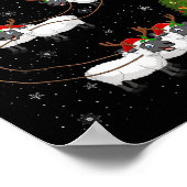 ランブシープサンタ飛んでいるスリおもしろいマジカルチ ポスター (角)