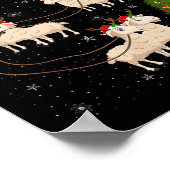 ランブシープサンタ飛んでいるスリおもしろいマジカルチ ポスター (角)