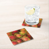 ランブタンフルーツアットカンドゥオックマーケット スクエアペーパーコースター (インサイチュ)