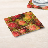 ランブタンフルーツアットカンドゥオックマーケット スクエアペーパーコースター (アングル)