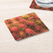 ランブタン熱帯果実 スクエアペーパーコースター (アングル)