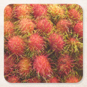 ランブタン熱帯果実 スクエアペーパーコースター (正面)