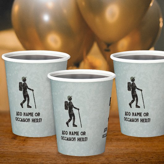 ランブラー付きハイキングテーマおよび自カスタム分文字オン 紙コップ