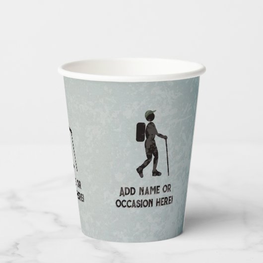 ランブラー付きハイキングテーマおよび自カスタム分文字オン 紙コップ (裏面)