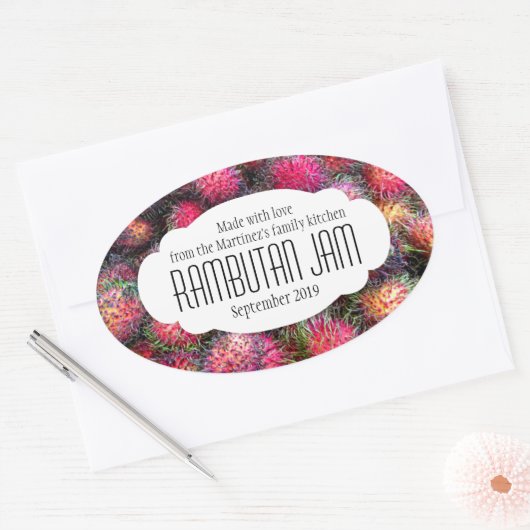 ランブータン保存ジャムまたは食品の漬物ラベルのシール 楕円形シール (封筒)