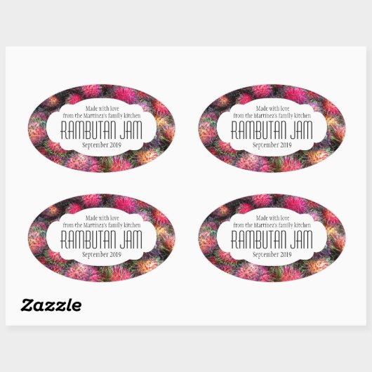 ランブータン保存ジャムまたは食品の漬物ラベルのシール 楕円形シール (シート)