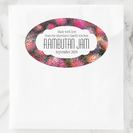 ランブータン保存ジャムまたは食品の漬物ラベルのシール 楕円形シール (バッグ)