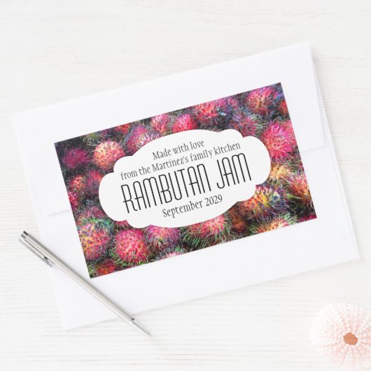 ランブータン保存ジャムまたは食品の漬物ラベルのシール 長方形シール (封筒)
