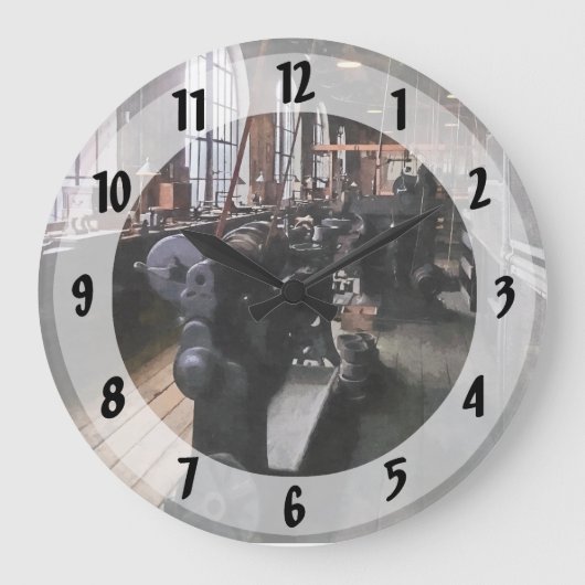 ランプが付いている重い機械工場 ラージ壁時計 (正面)