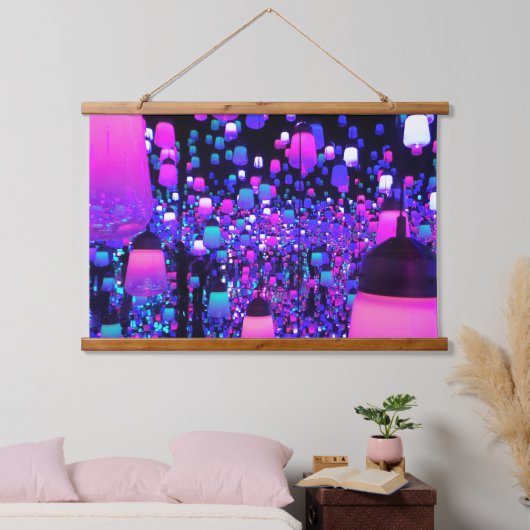 ランプと鏡日本の展ネオンアート 吊り下げ型タペストリー (寝室)