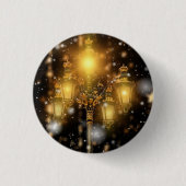 ランプにキラキラした雪が落ちる 缶バッジ (正面)