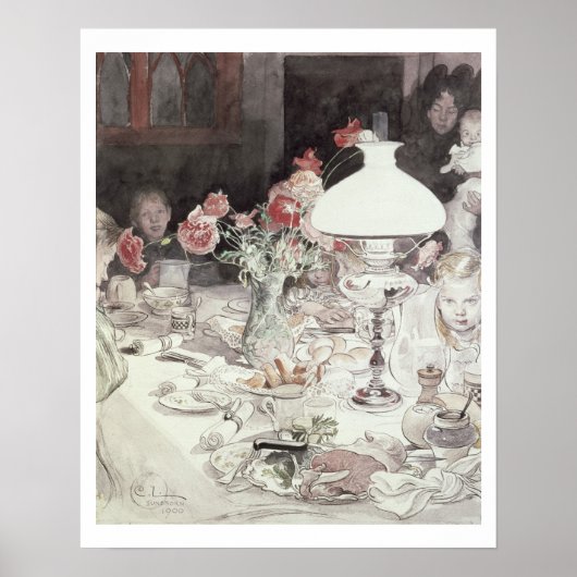 ランプのまわりにat夕べ、1900(紙時にw/c) ポスター (正面)