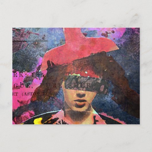 ランプシェードの帽子の女性 ポストカード (正面)