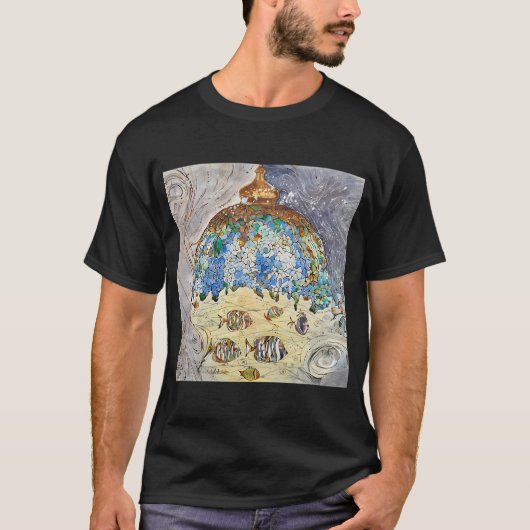 ランプシェードの灯りの下の魚 Tシャツ (正面)