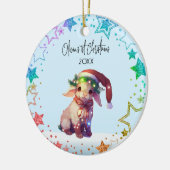 ランプパーソナライズされたベビー羊、ベビー初クリスマス セラミックオーナメント (左)