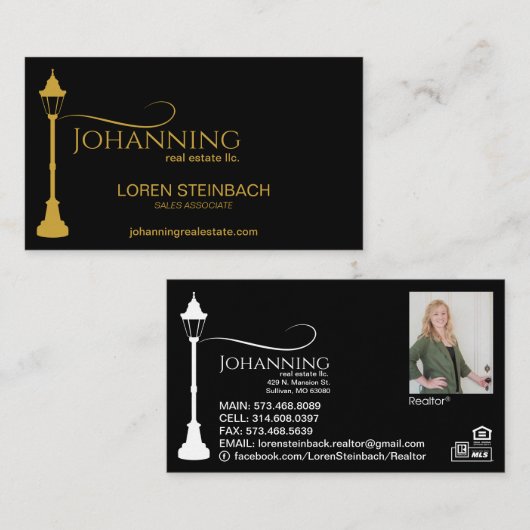 ランプポストエステ実在ート写真 名刺 (正面/裏面)