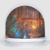 ランプライトシーン素朴な冬のキャビン (正面)