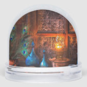 ランプライトシーン素朴な冬のキャビン (裏面)