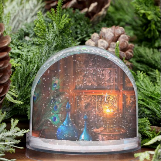 ランプライトシーン素朴な冬のキャビン