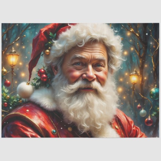 ランプライトレーンのデコパージュのサンタクロース 薄葉紙 (正面)