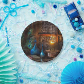 ランプライト素朴なシーン茶色の茶色のキャビン ペーパープレート (パーティー)