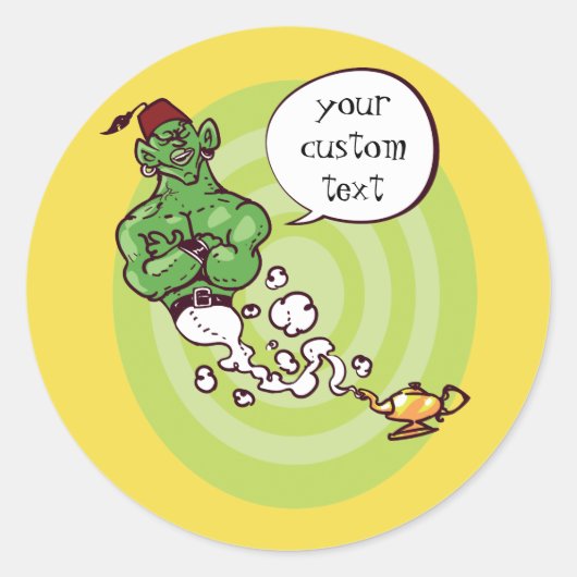 ランプ漫画のアラジンのジェニー ラウンドシール (正面)