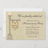 ランプ素朴ポスト引っ越し祝いパーティー招待状 招待状 (正面)