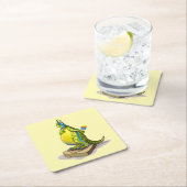 ランベオサウルスは重量計で立っている。 スクエアペーパーコースター (インサイチュ)