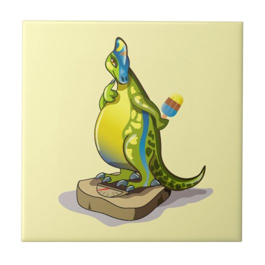 ランベオサウルスは重量計で立っている。 タイル (正面)