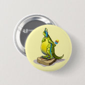 ランベオサウルスは重量計で立っている。 缶バッジ (正面&裏面)