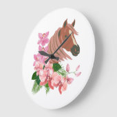 ランポートレート付き馬開花 ラージ壁時計 (傾斜)