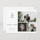 ランモダンミニマル3枚の写真デートを保存 案内ポストカード (正面/裏面)