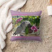 ラン入りアフリカ産灰色オウム クッション (ブランケット)