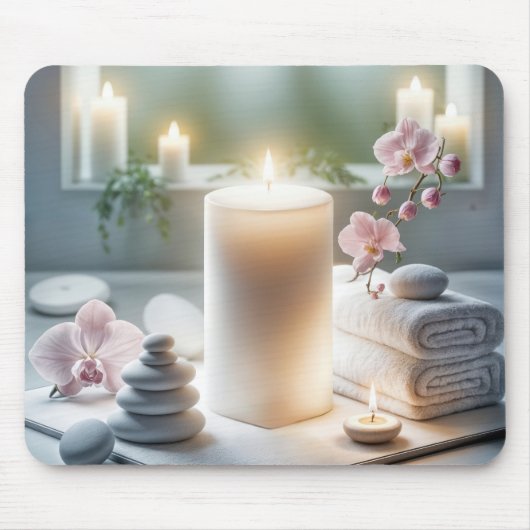 ラン白熱［赤熱］光を放つとタオルを使ったスパキャンドル マウスパッド (正面)