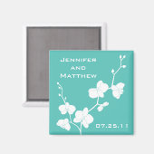 ラン結婚ス磁石 – ターコイズブルーとホワイト マグネット (正面/裏面)