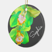 ラン花水モダン彩クリスマス名 セラミックオーナメント (左)