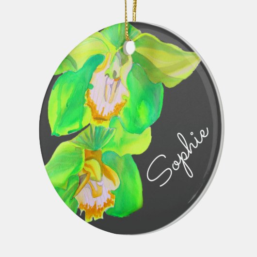 ラン花水モダン彩クリスマス名 セラミックオーナメント (左)