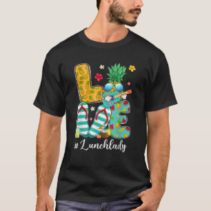 ラヴおもしろいパイナップル学校給食レディ Tシャツ