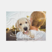 ラヴおもしろいポープリント犬の恋人の写真 フリースブランケット (正面(横))