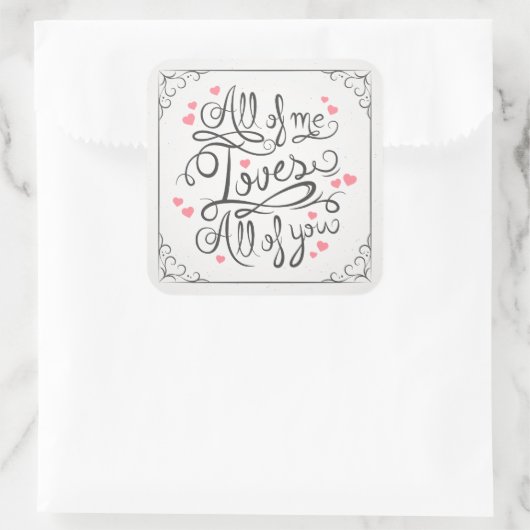 ラヴお洒落感動的引用文シール スクエアシール (バッグ)