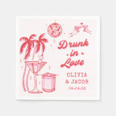 ラヴお洒落飲ィカクテルの結婚ピンク スタンダードカクテルナプキン (正面)