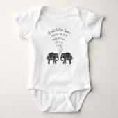 ラヴのトン新生児誕生レコード統計エレファント ベビーボディスーツ (正面)