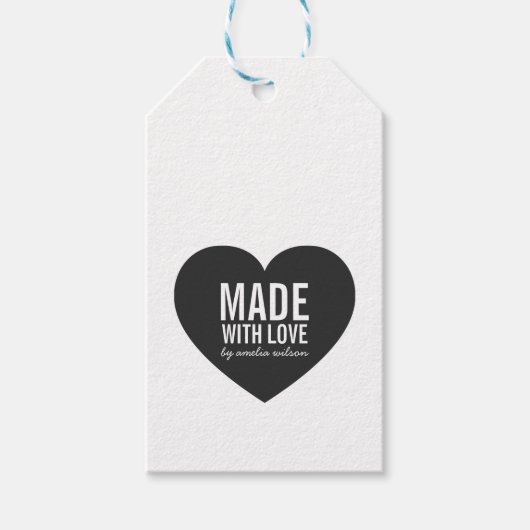 ラヴはっきりしたハートクラフト製の縦型 ギフトタグ (正面)